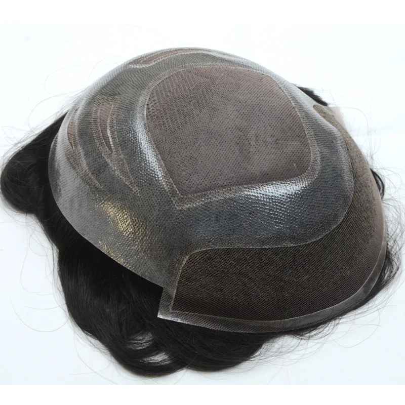 Natural Hairline Invisible human hairpieces high quality Mono top men toupee