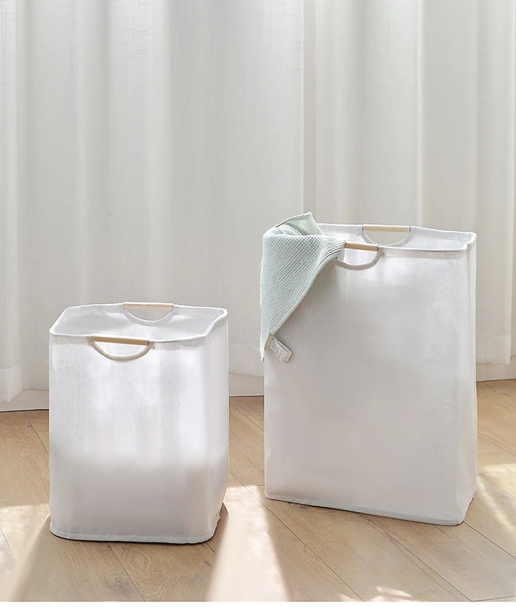 New Custom Dirty Clothes Fabric Portable Household Collapsible White Natura Cotton Laundry Storage Baskets For Clothes