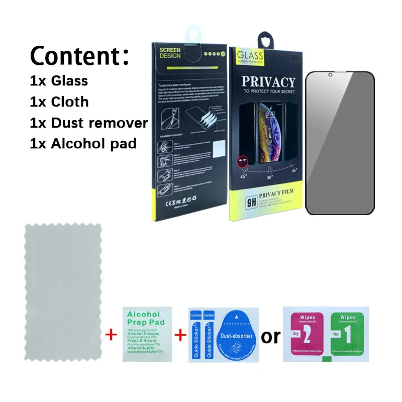 For Iphone 11 12 13 Mini Pro Max 9H 0.33MM Anti Spy Privacy Tempered Glass Screen Protector For Iphone
