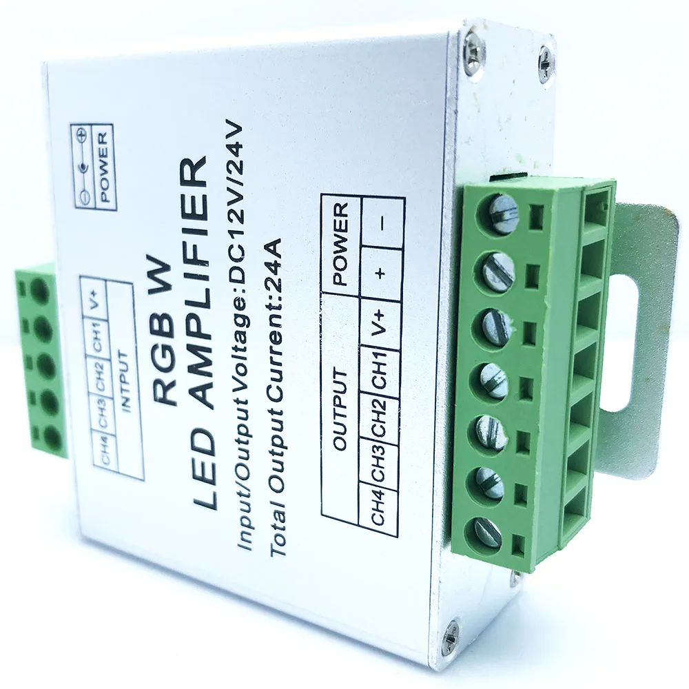 rgbw led power amplifier hot sales 12v 24v 24A aluminum case signal repeater rgbw amplifier for Led Strips