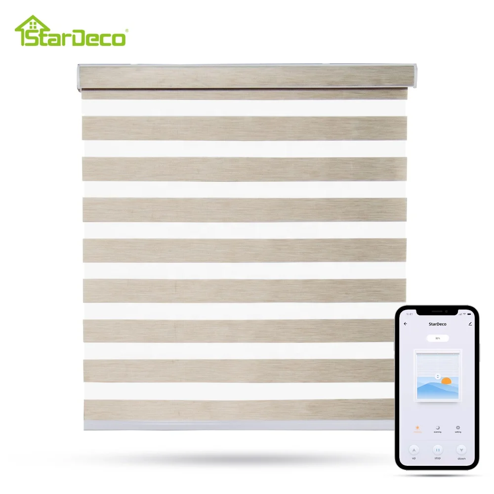 
STARDECO custom New indoor day and night zebra blinds shades blackout curtain fabric motorized smart motor window blinds 