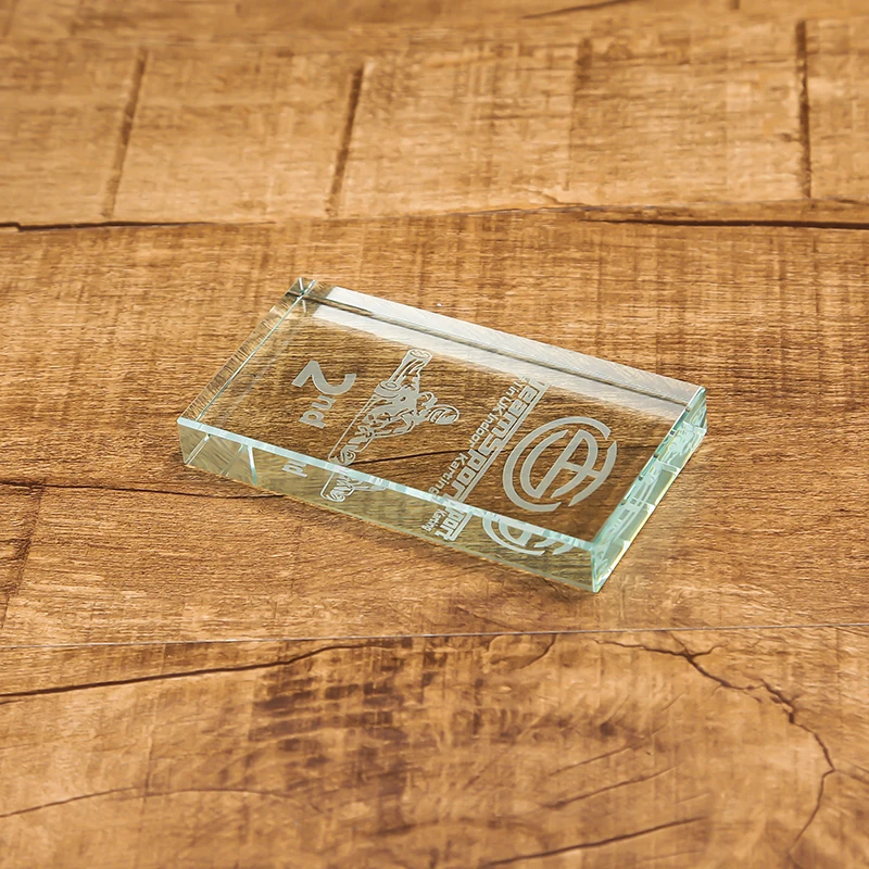 Crystal jade glass cube awards 2d 3d laser engraved design custom logo