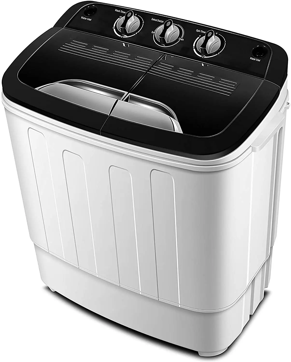 Portable dual-tub washer with a wash and rotary circulation compartment for home