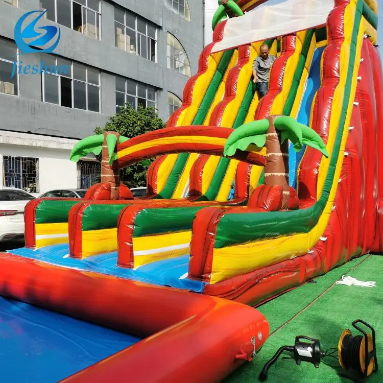commercial grade water slide Ship dual lane inflatable slide bounce house with large pool for kids party rental equipment