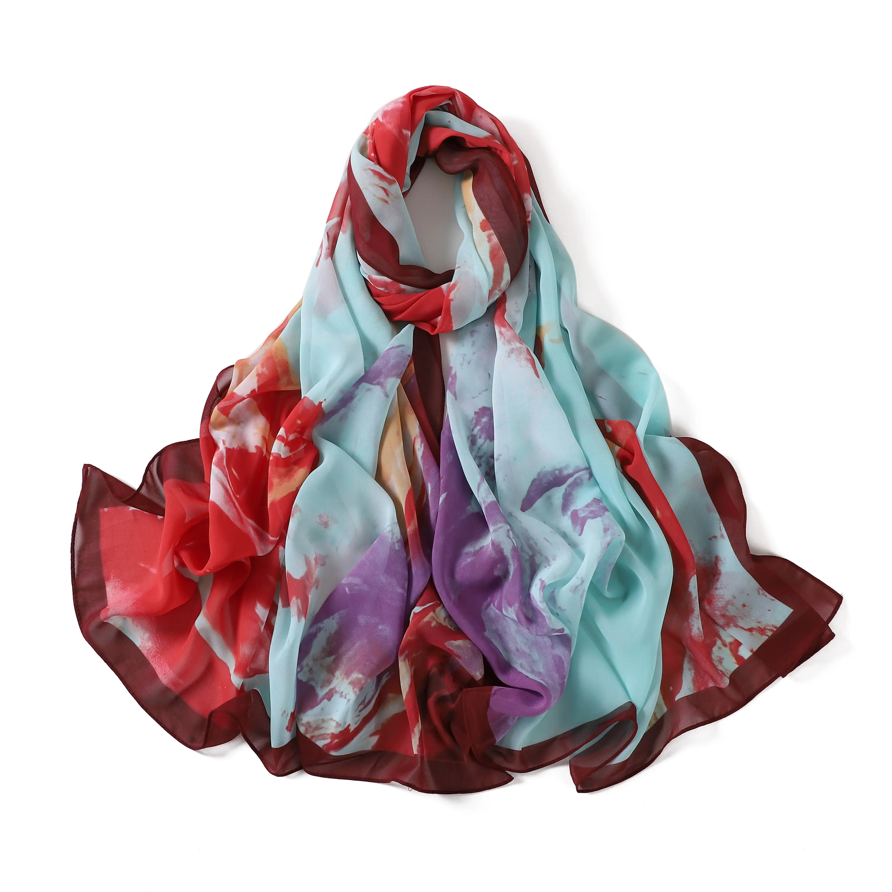 Malaysia Lady Custom Printed Tudung Chiffon Dubai Muslim Women Good Quality Islamic Summer Shawls Hijab Scarf