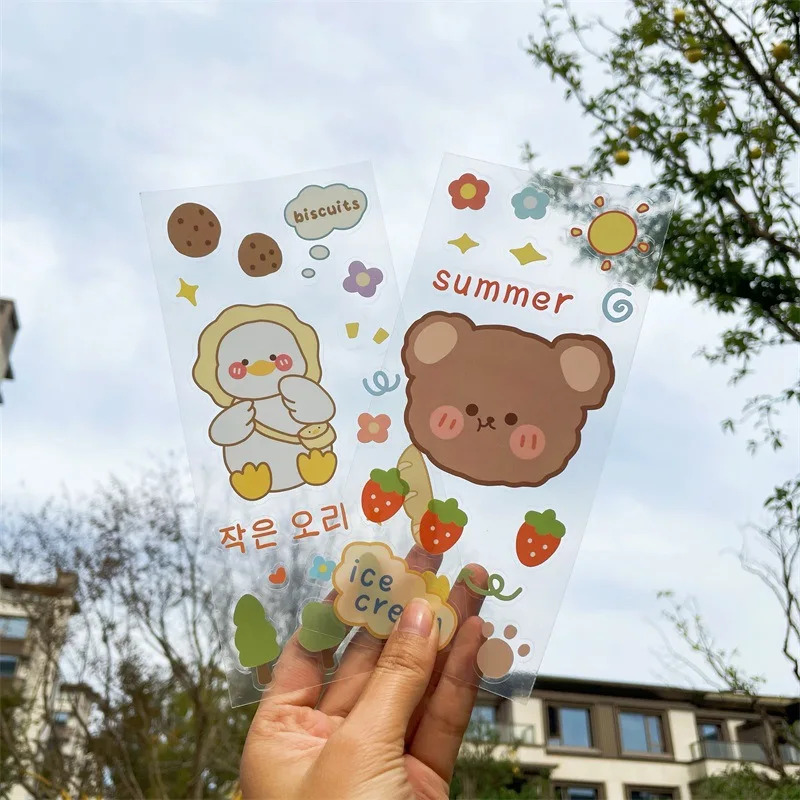 Custom Transparent Adhesive Vinyl Cute Kiss Cut Holographic Rainbow Effect Glitter Sticker Sheets Roll Label Decorative Printing