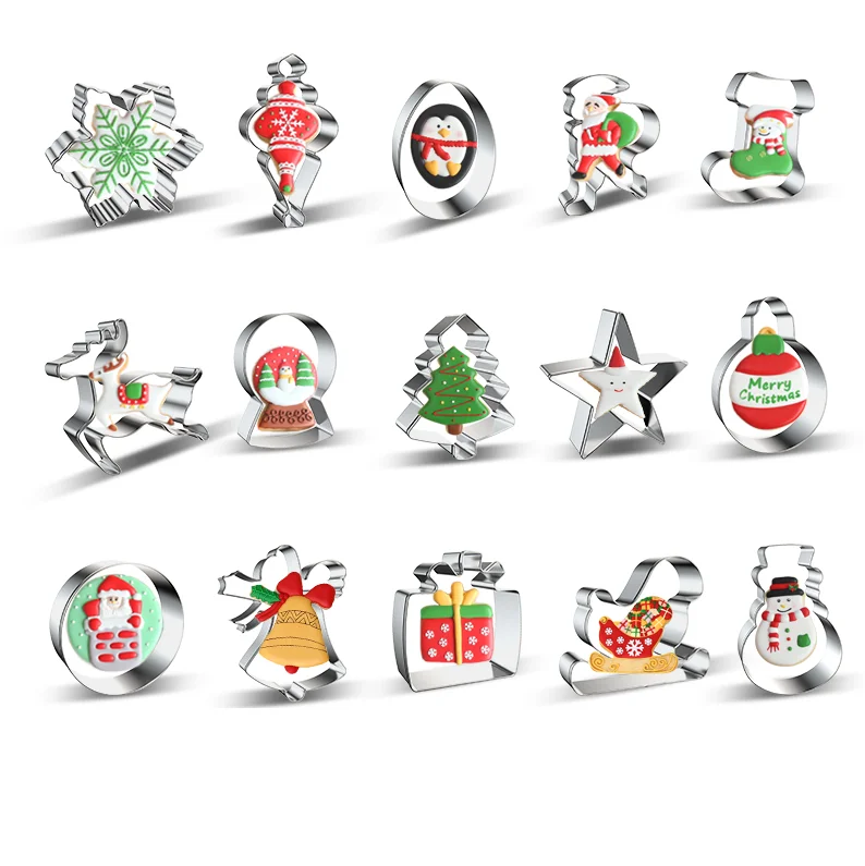 
Hot selling Cookie Cutter stainless steel cookie cutter for Christmas holiday star snowman bell cookie mold 