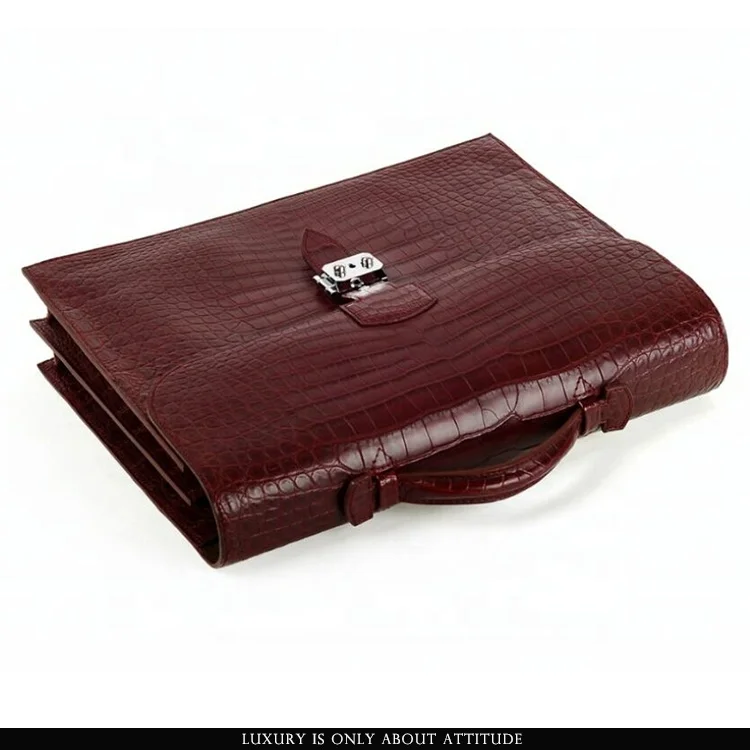 Luxury handmade real exotic genuine crocodile leather men briefcase business bag
