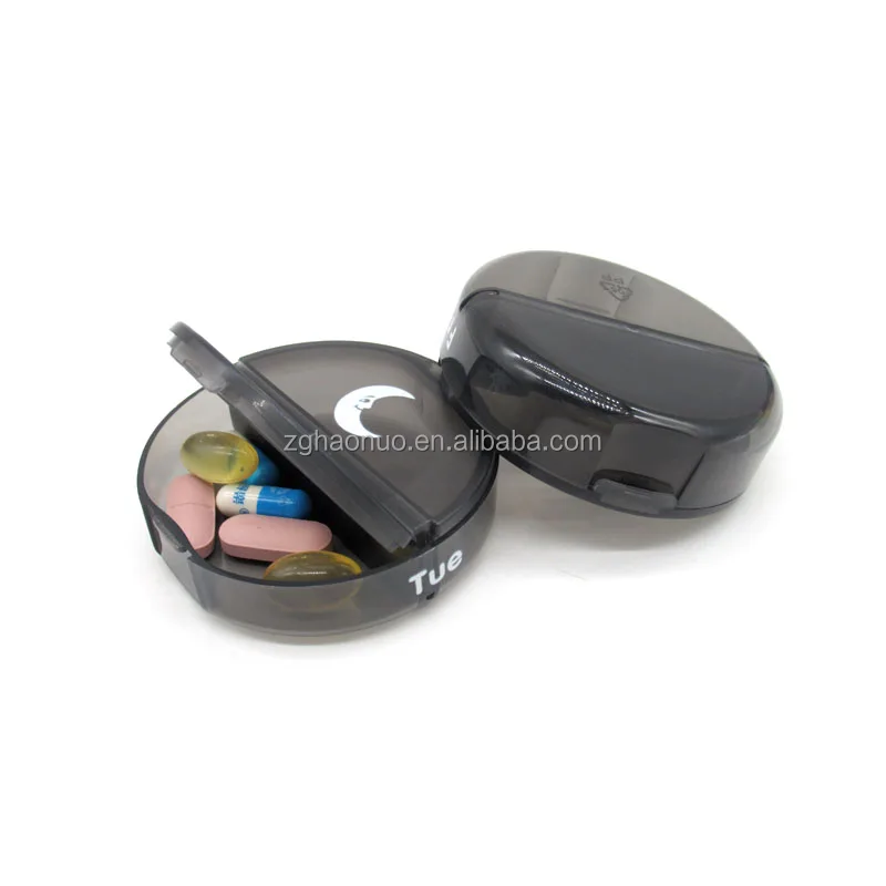 14-gird weekly Round Medicine Organizer 7 Day Container For Vitamin Fish Oils travel pill box cute mini pill storage case