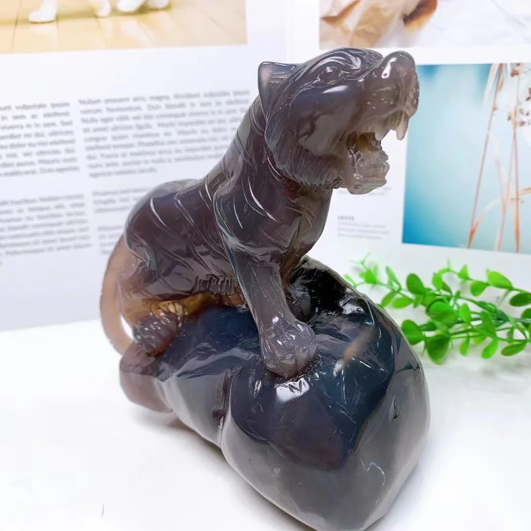 Natural Crystal Crafts Crystal Animal Crystal Agate Druzy tiger