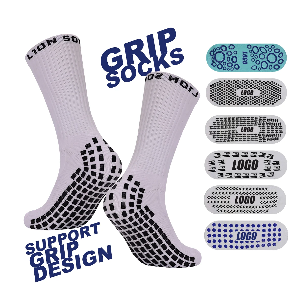 Wholesale anti slip crew tube athletic grip socks soccer football custom sports socks men