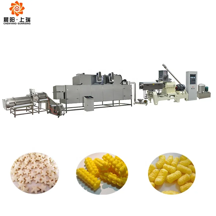 Puffed corn sticks puffs snacks cheese ball food processing puffed corn snacks making machine