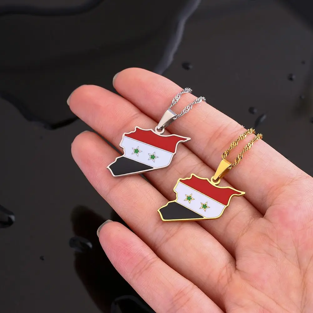 High quality Stainless Steel Syria Flag Necklace Syrians Map Pendants Necklace wholesale