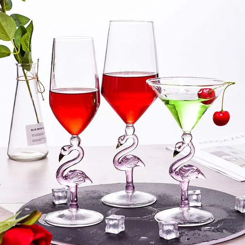 Hot Selling Special Design Flamingo Shape Decorative Home bar Restaurant Bordeaux Glass Wine Goblet