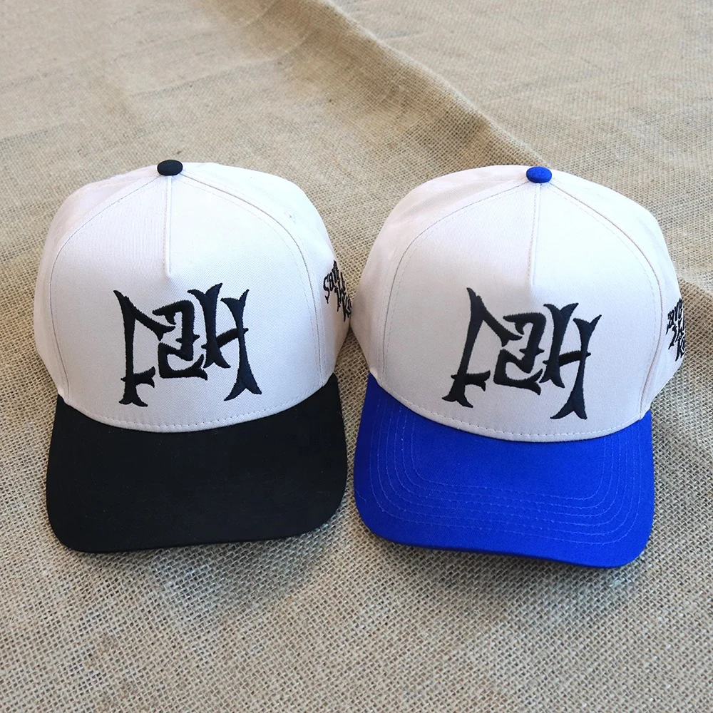 Good Supplier manufacture Custom 5 Panels 2 tone colors baseball caps outdoor unisex snapback hats cap