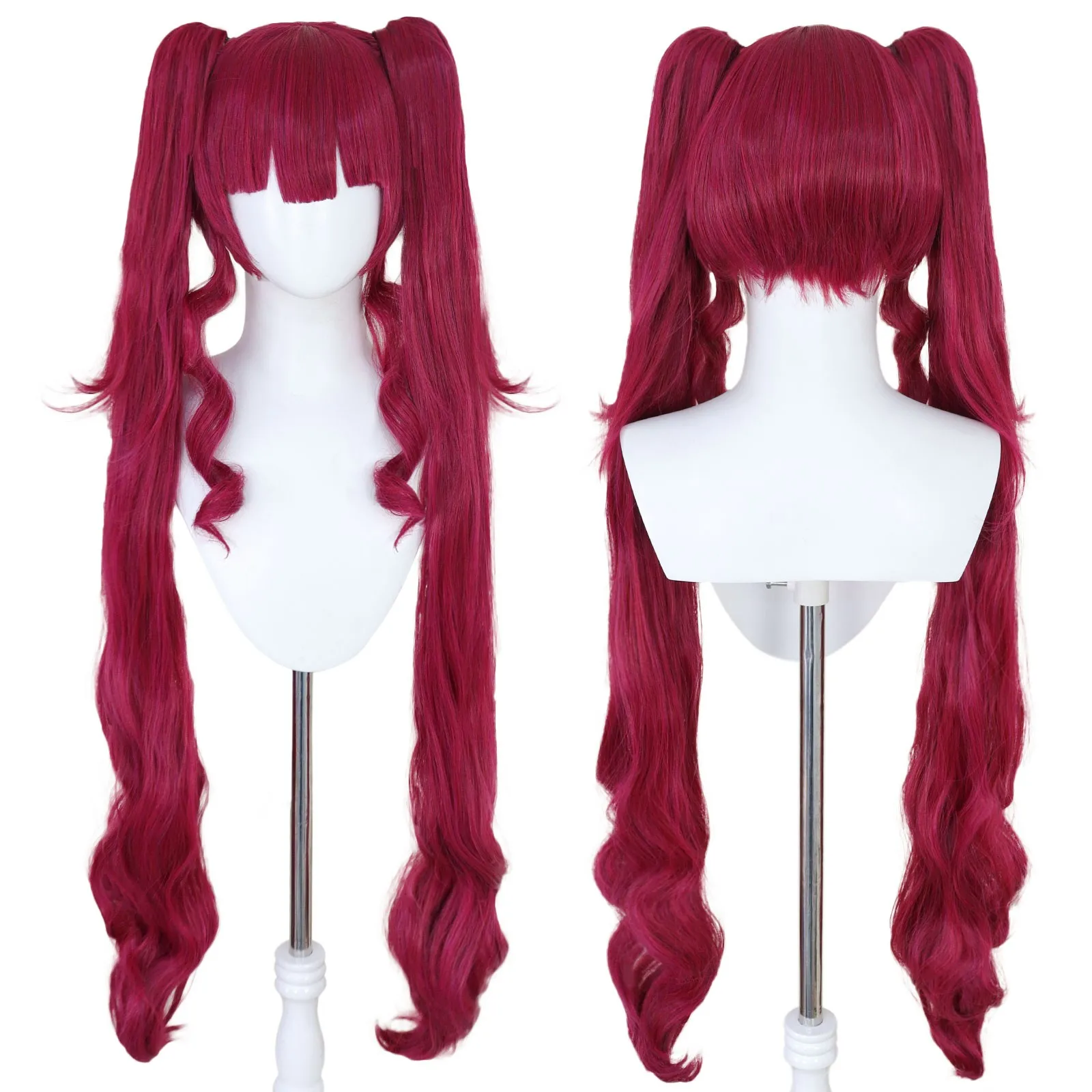 Anogol Houshou Marin cosplay wig 36inch long length double tail with bangs for party &1pc wigcap