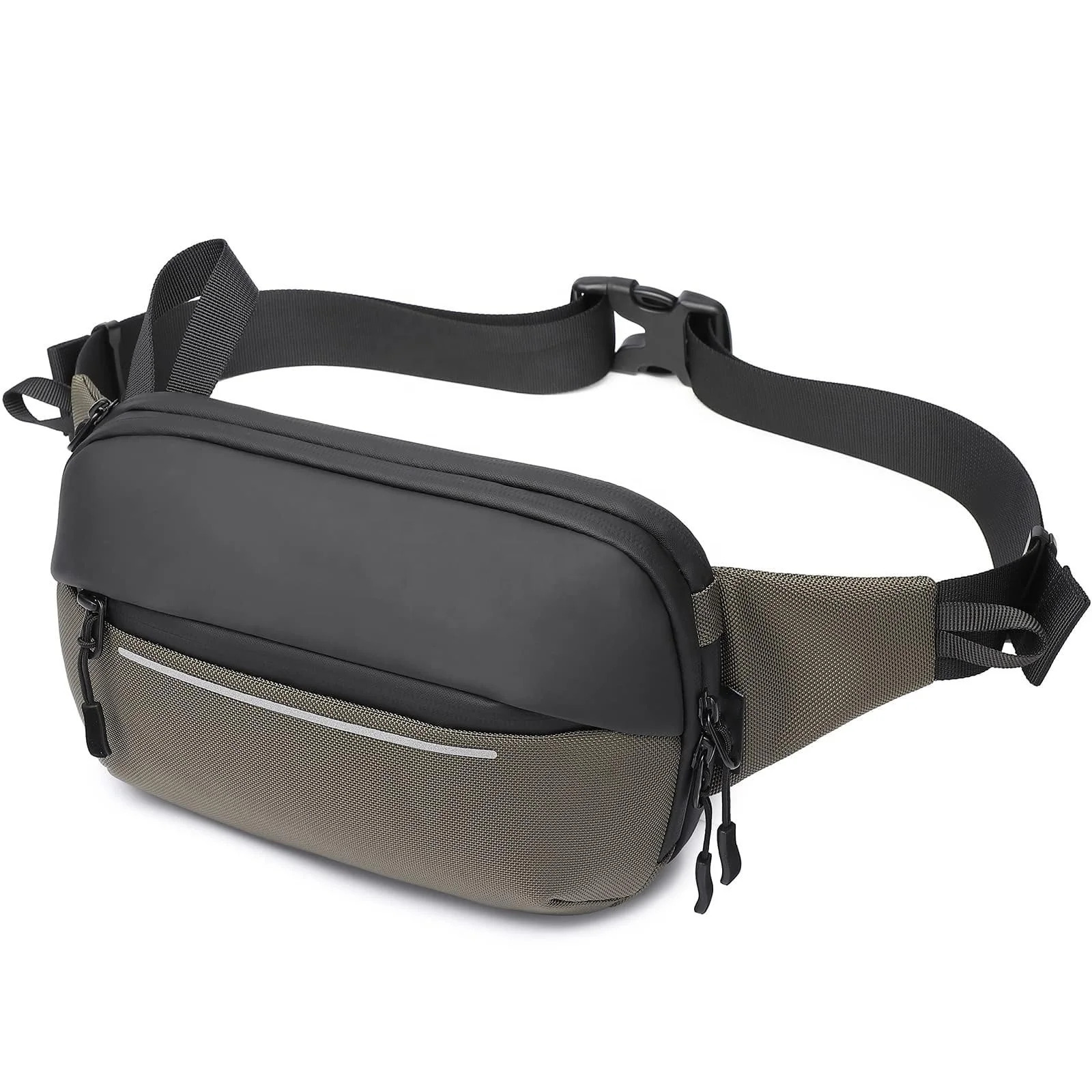 Unisex Sport Waist Bag for Men Multi-Pockets Lightweight Water-Resistant Chest Bag with Zipper Closure