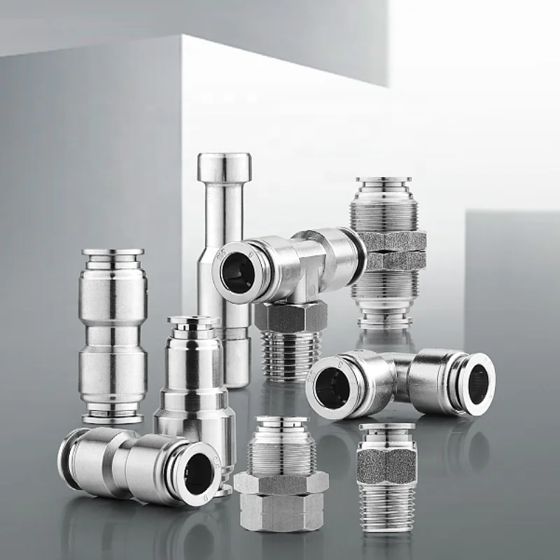 Pneumatic parts Viton o-ring SS316 Stainless Steel fitting Push in Fittings Round Male Straight Connectors Quick Hose Coupler