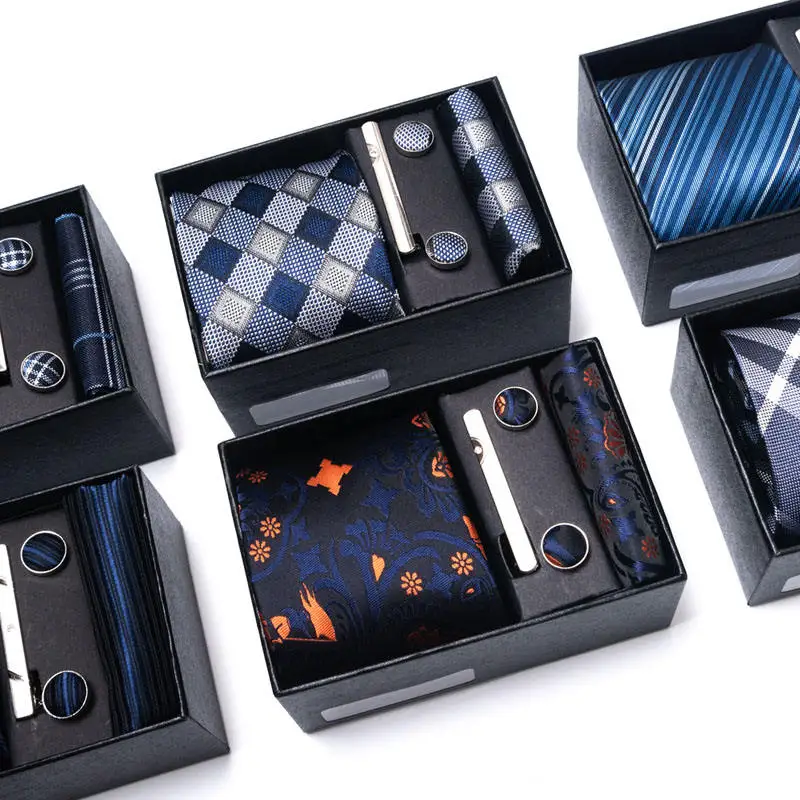 Luxury Gift Handmade Neck Tie Set Men Jacquard Pocket Square Tie Sets Men suit accessories
