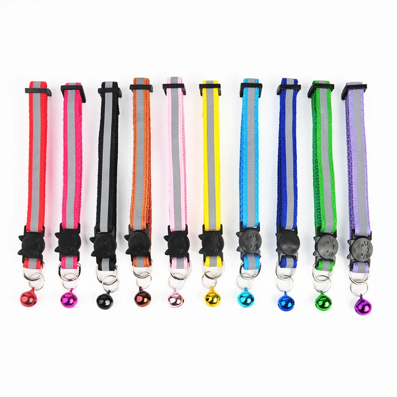 Pet Products Cat Collar Cartoon Cat Head Colored Bells Pet Accessories Reflective Dog Collar