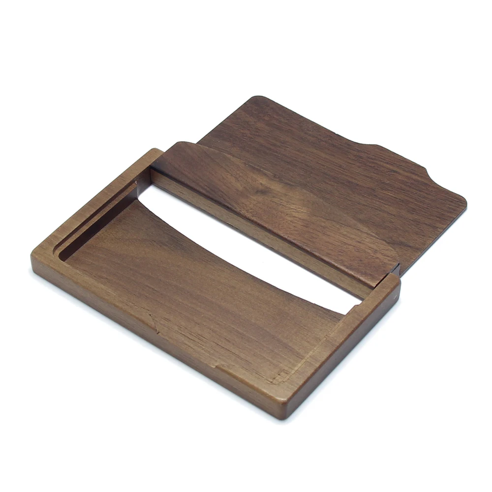 Handmade Walnut Wooden Card Case Name Cardcase Natural Wood Card Box Men Women Wallet Storage Business Card Holder Walnut Wood