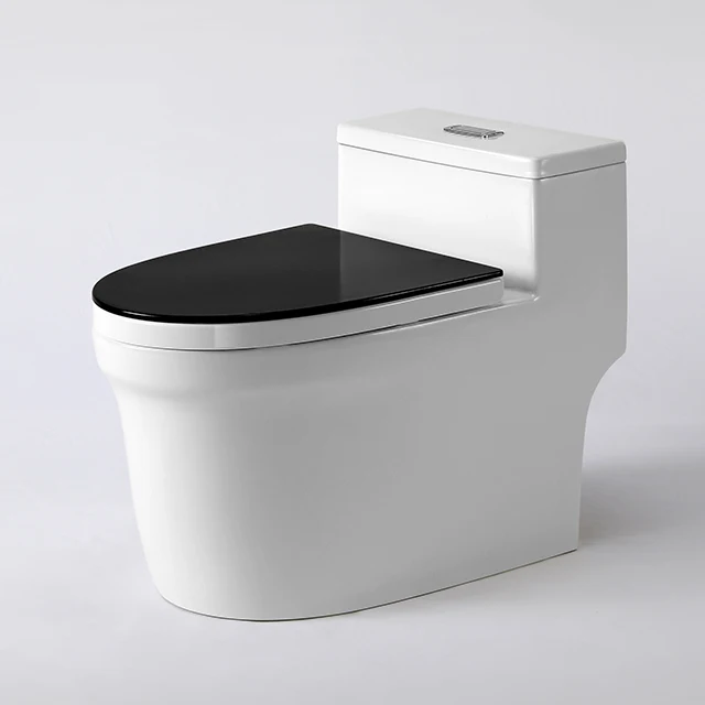 New one piece elongated toilet sanitary wares bathroom inodoro de lujo porcelain toilet with black cover