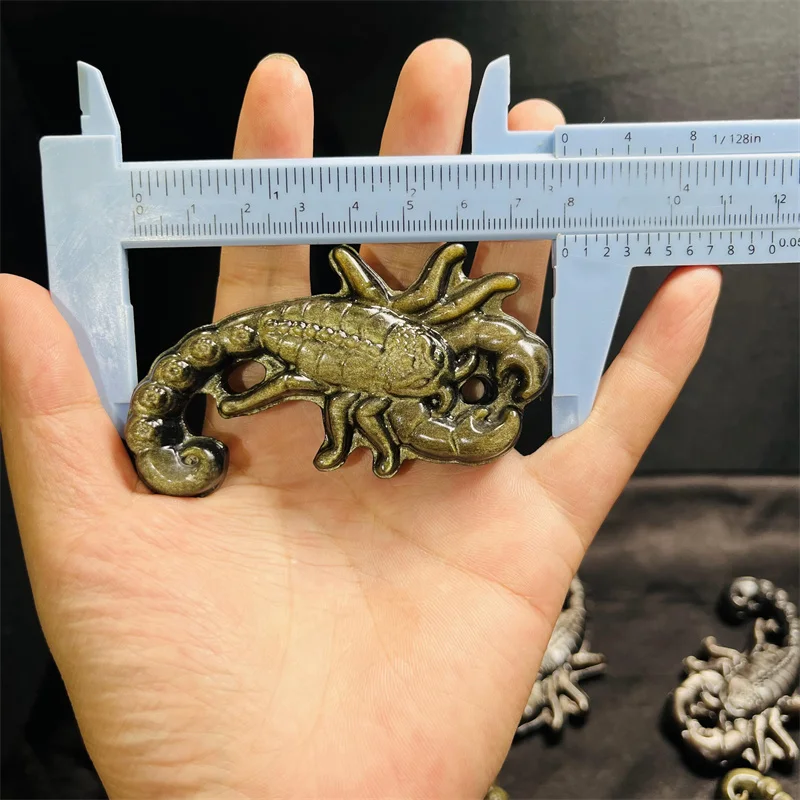 New Design Natural Crystal Crafts Obsidian Animal Statue Golden Obsidian Scorpion For Decoration