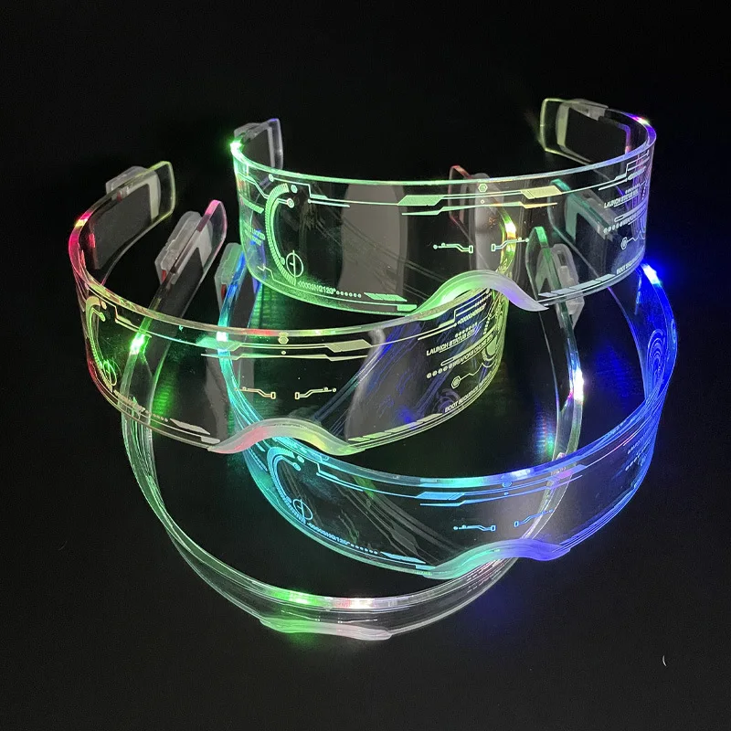 2023 LED light luminous glasses tide future technology sense vibrato with the same bar bounce flash charging glasses