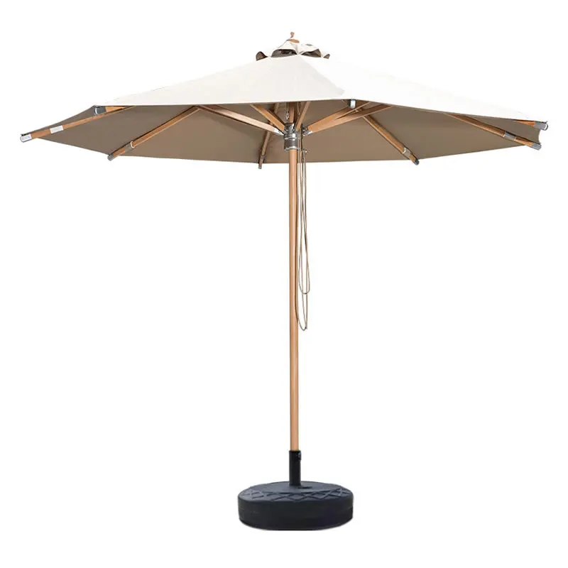 Wholesale outdoor wooden garden Cafe courtyard parasol Breathable light easy to install parasol