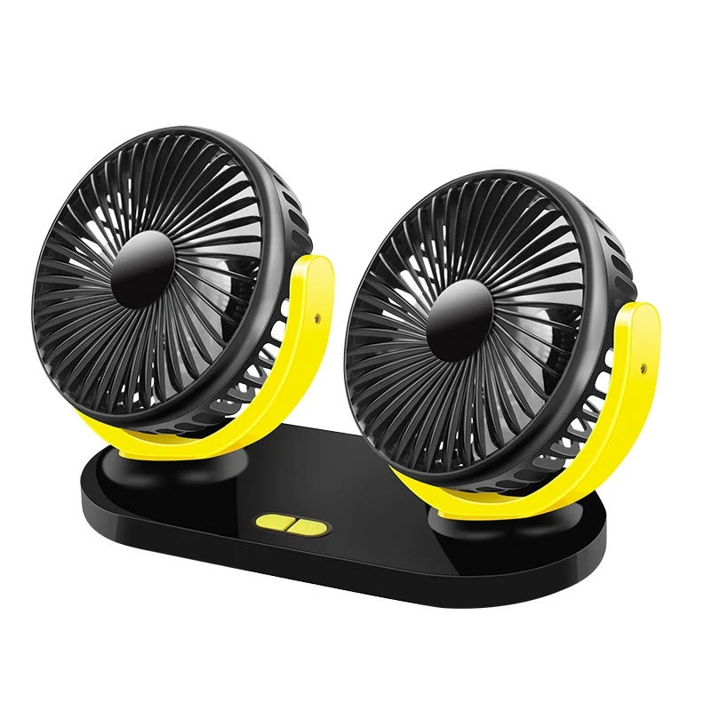 Mini Portable Car Dashboard Double Head Blade Fan 360 Degree Adjustment Multifunction USB Cooling Fan With Base