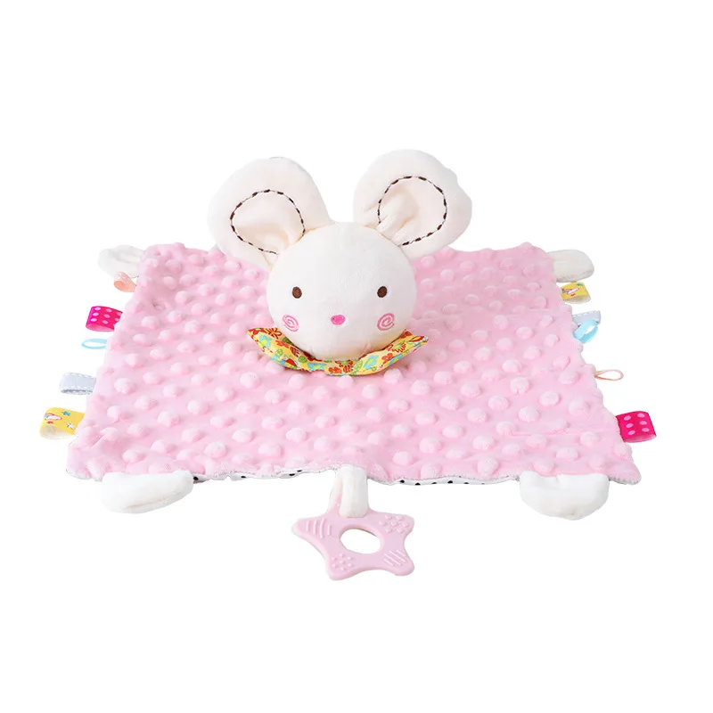Hot Selling Baby Comforters Blanket Stuffed Toy Soft Comforter With Teether Silicone Newborn Gifts For Baby Washable Plush Toy