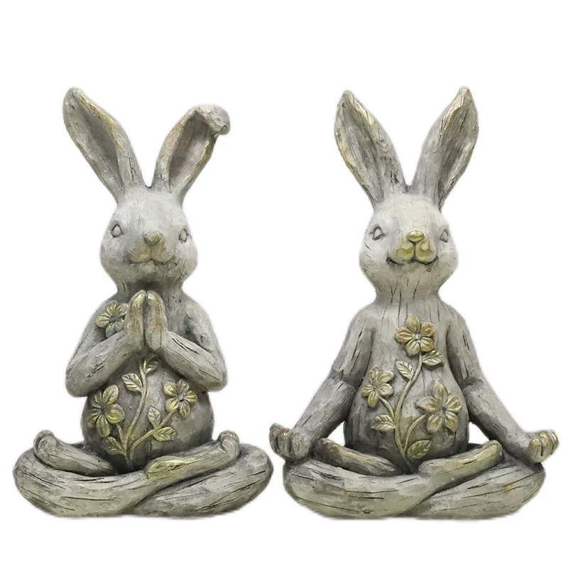 Redeco New Design Product Magnesium Oxide Garden Statue Magnesia Rabbit Figurine For Gifts Home Garden Decor