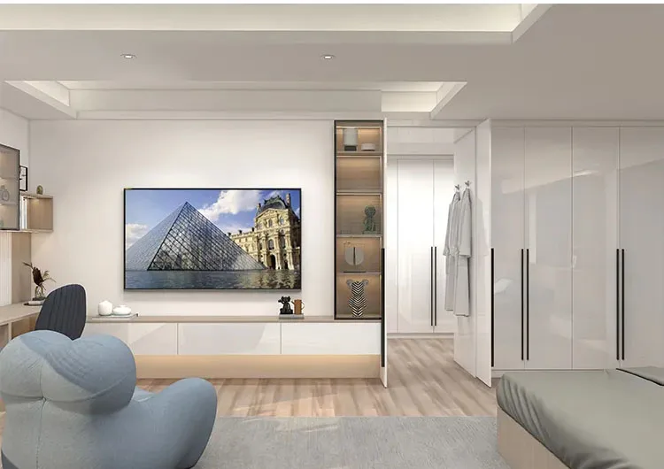 Modern wooden cabinets furniture design house hotel living room tv stand cabinet and coffee table set