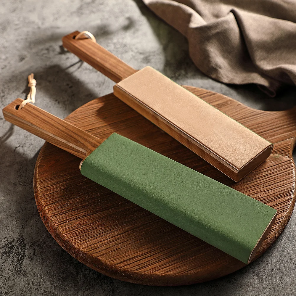 HEZHEN New Professional Double Sided Leather Strop for Knife Sharpening Polishing Blocks