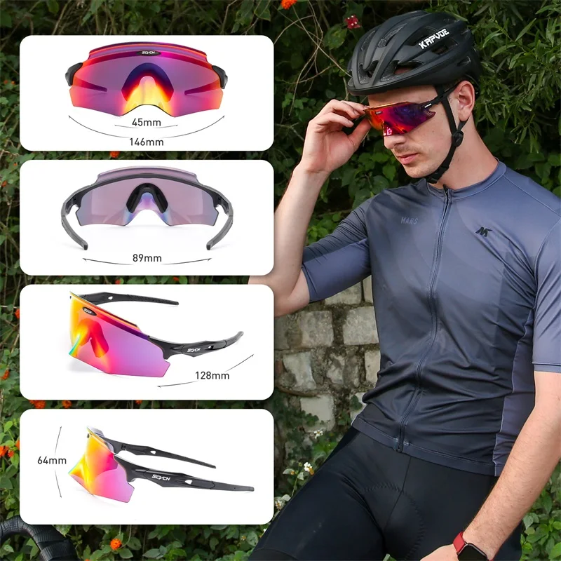 SCVCN Fashion Cycling Sunglasses Men Women Outdoor Sports Riding Running Driving Protection Glasses Bike Bicycle Glasses HD Lens