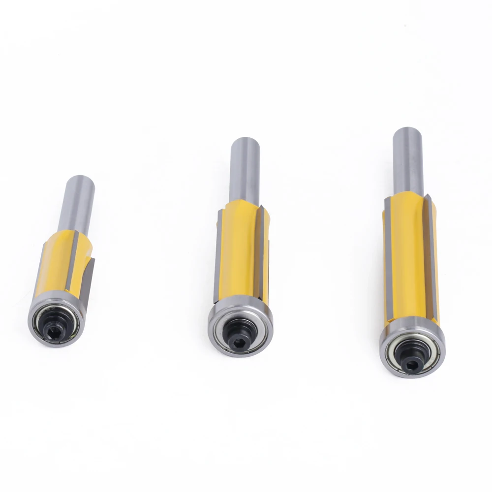 LAVIE 1pc 4 edg 8mm Shank Flush Trim Router Bit set Wood Cutter with Bearing Template Pattern Bit Milling Cutter -C C08023