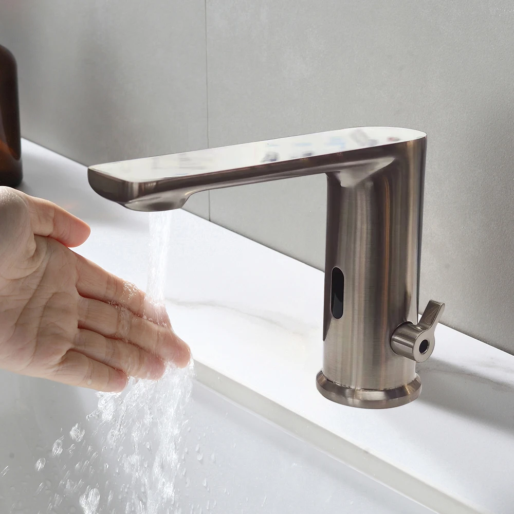 5 year warranty Brass chrome deck mounted sensor kitchen bathroom contact-free automatic hot and cold mixer faucet