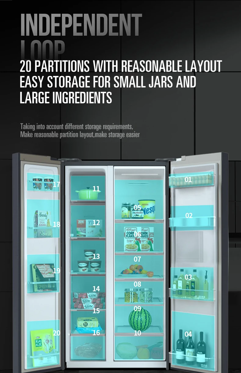 America Fridge Freezer French Multi Door Refrigerator with Water Dispenser