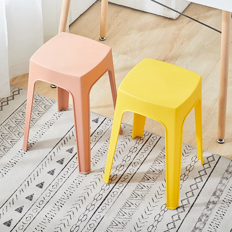 Plastic Stool Thicken Household Living Room Stacked Small Bench Fashion Creative Square Stool Plastic Chair Stackable