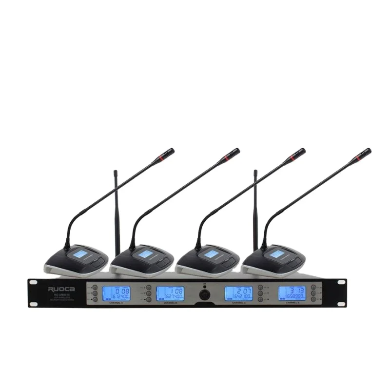 High Quality UHF 4 channel Gooseneck Conference Wireless Microphone System with 200 frequencies