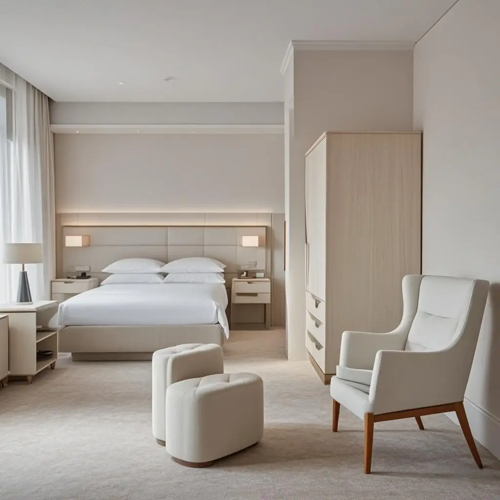 Ramada Hotel High-End Minimalist Furniture European Design Wood Panel for 5-Star Hotel Bedroom and Bathroom for Apartment Use