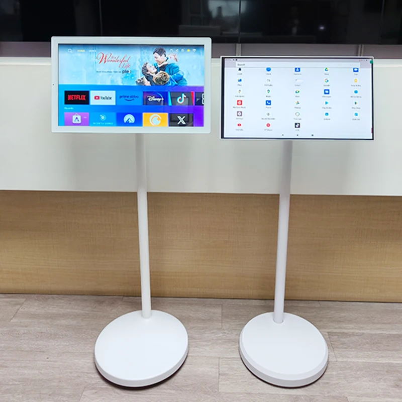 5H/9H Long Battery Life 21.5 24 27 32 inch Android Smart Interactive Touch Screen Mobile Wireless Portable TV on wheels