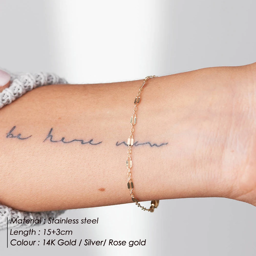 Multi-layered 14K Gold Shell Pearl Chain Thin Lip Chain Bracelets 316L Stainless Steel Jewelry Women Hands Jewel