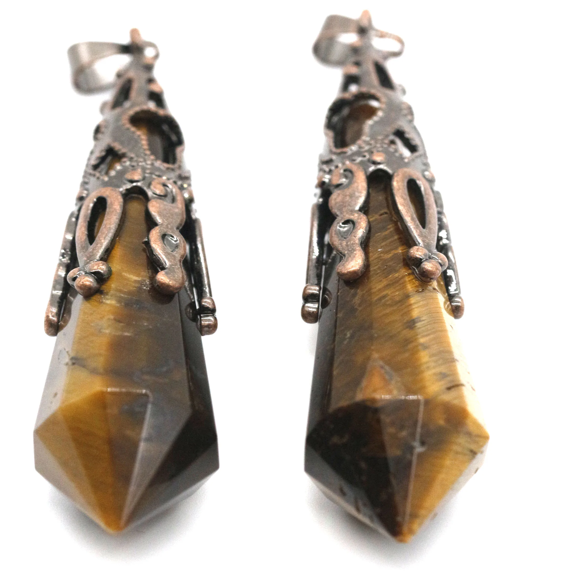 Wholesale Fashion jewelry stone charms Natural stone Pendulum Pendants Tiger Eye Stone Pendants  Charms for Jewelry making