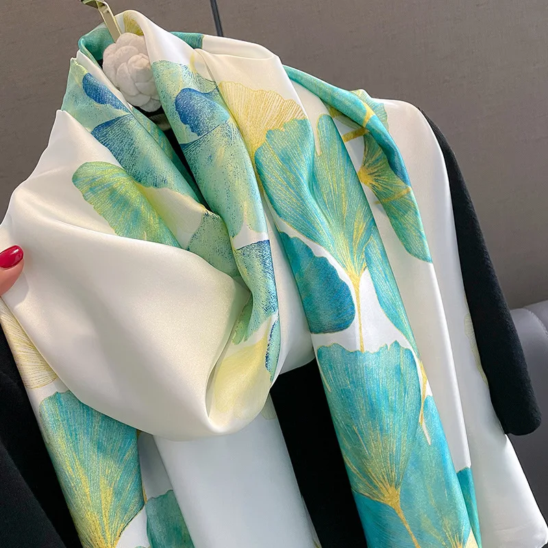 Wholesale Silk Feeling Shawls Muslim Hijabs Latest Design 90*180cm Elegant printed satin  Scarf for Women