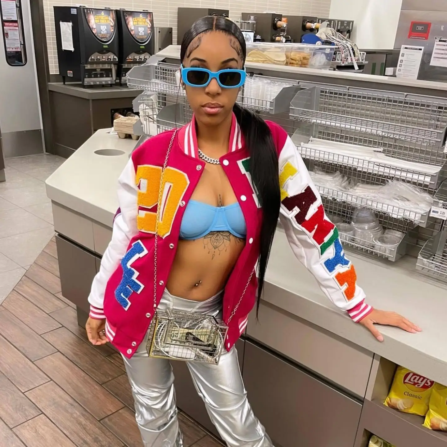 Women Fall Clothes 2022 Patched Stripped Trim Long Sleeves Down Jackets Crop Tops Women Clothing Winter Coats Plus Size Clothing