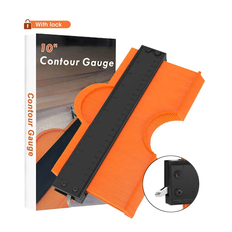Professional 10Inch Widen Plastic Shaped Profile Contour Gauge With Metal Lock