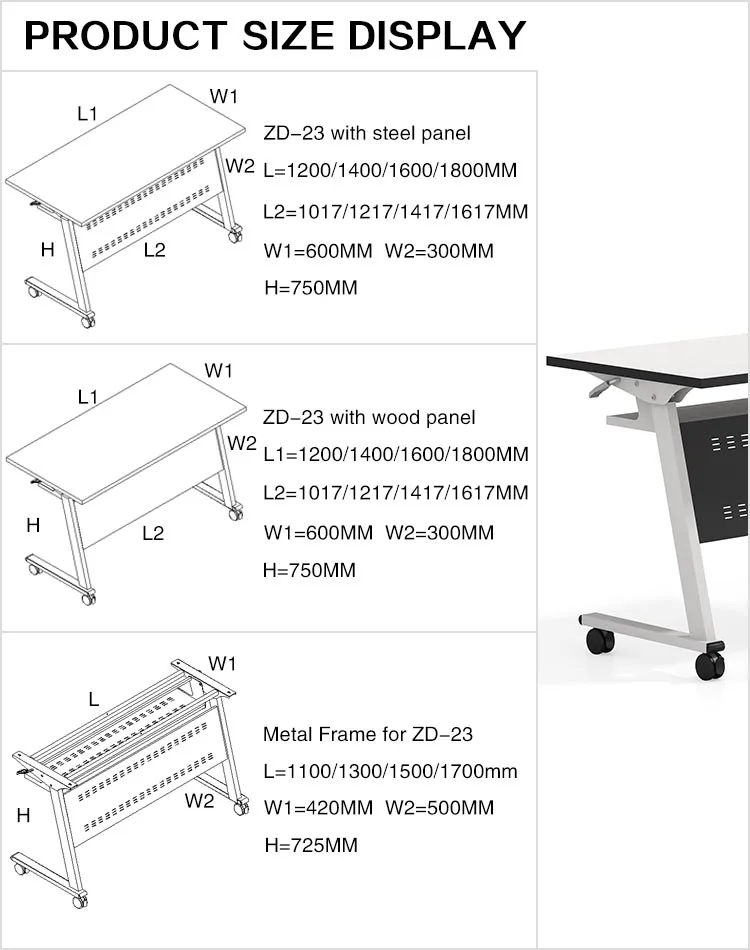 Office Furniture And School Desk Folding Foldable Training Room Table With Wheels Folding Training  Table