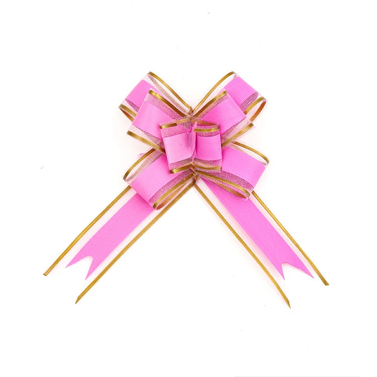 Wholesale Gift Wrapping Christmas Decoration Vertical Pattern Snow Yarn Organza Pull Butterfly Bow Pull Ribbon