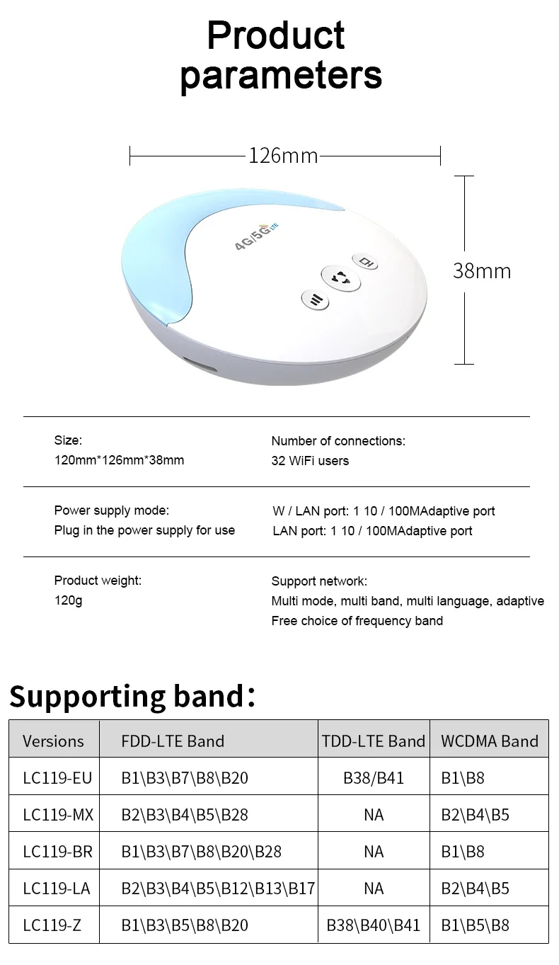 Factory direct price LC119 home wifi router wireless  wifi router module 4g lte wifi pocket hotspot router   EU version